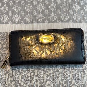 Michael Kors Black and Gold Logo Clutch